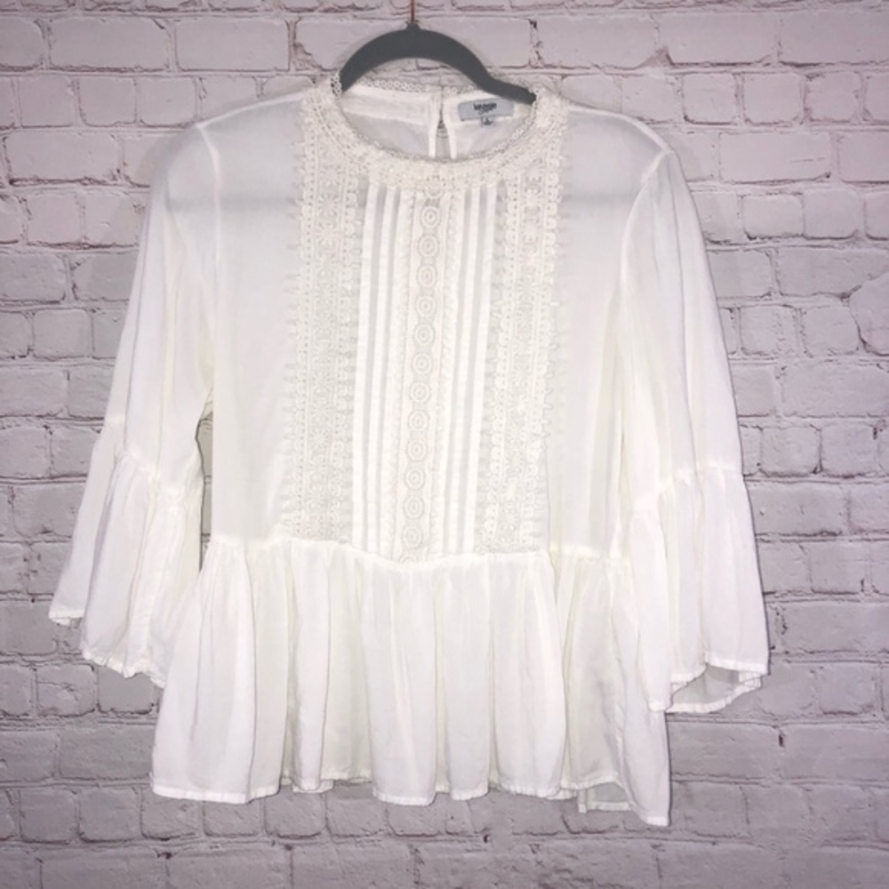 Kensie White peplum and embroidered‎ top